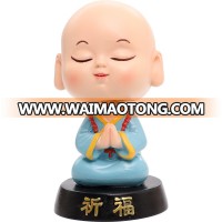 Roogo resin little monk shaking head figurines car decor