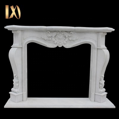 Home Decoration antique white marble fireplace mantel