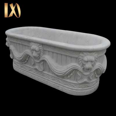 New Popular White Cheap Natural Stone Washing Oval Marble Bathtub FMJ-101